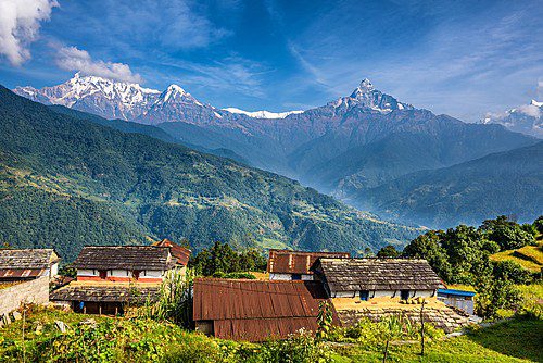 Nepalese Village In The Himalaya Mountains Near Pokhara In Nepal in Pokhara, Nepal