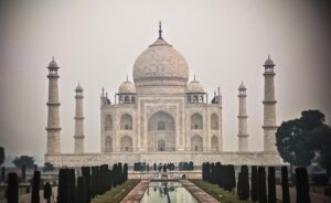 The Taj Mahal in white marble at Agra, the centrepiece of every Golden Triangle tour
