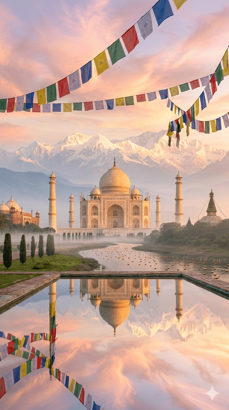 Tailor-made India Nepal tours featuring Taj Mahal and Himalayan mountains