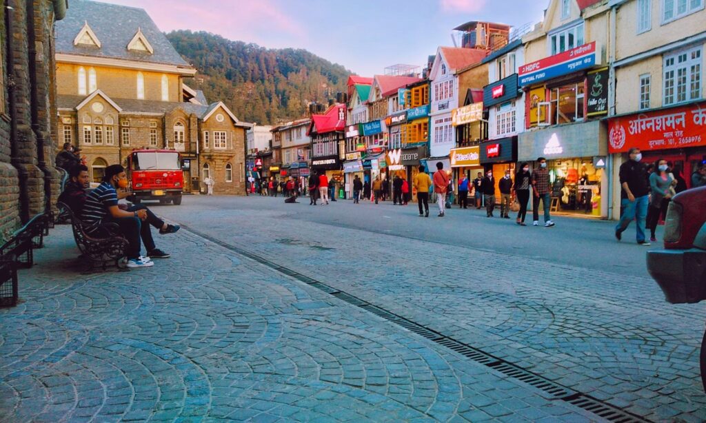 Mall Road at Shimla with its colonial-era shopfronts
