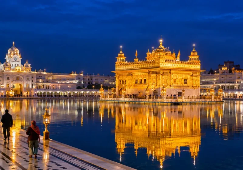 The Golden Temple Amritsar at night reflected in the sacred pool – Amritsar travel guide