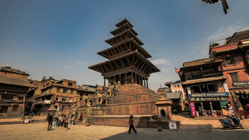 Five-tiered Nyatapola temple in Taumadhi Square Bhaktapur Nepal