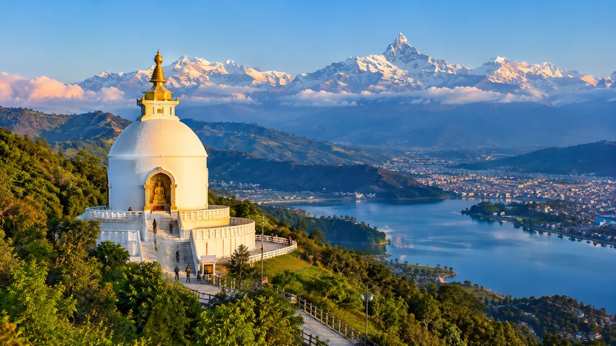 World Peace Pagoda above Phewa Lake in Pokhara