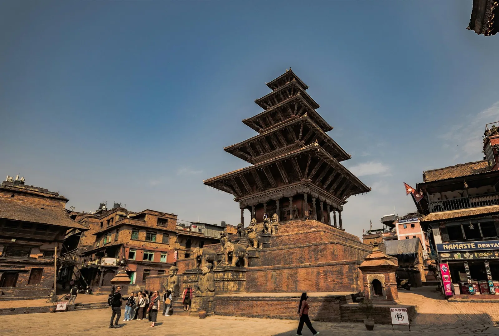 The tiered Nyatapola temple in Bhaktapur Durbar Square, Kathmandu Valley