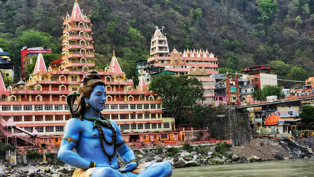 The Shiva statue on the Ganges at Rishikesh, Uttarakhand